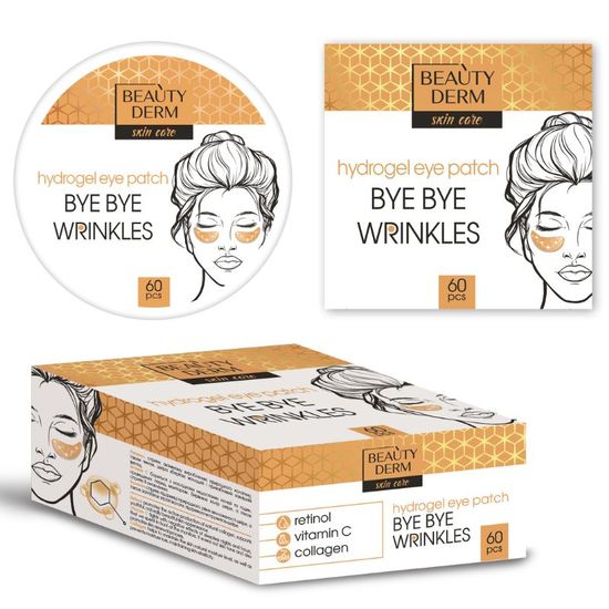 Patch-uri din hidrogel BEAUTYDERM Gold Bye Bye riduri, aurii, 60 buc