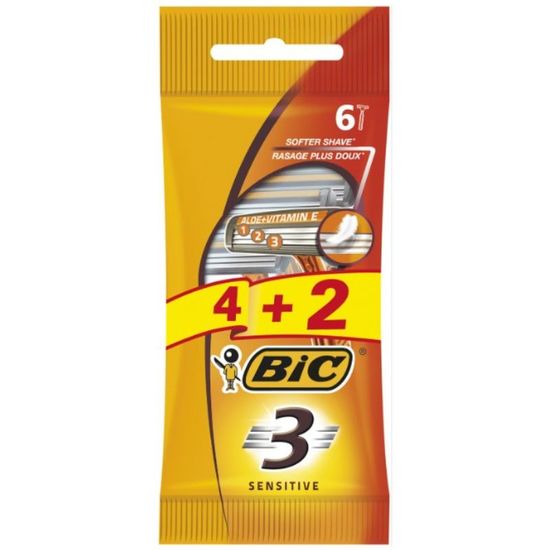 Бритвенный станок Men BIC 3 SENSITIVE, 4+2 шт, изображение 2