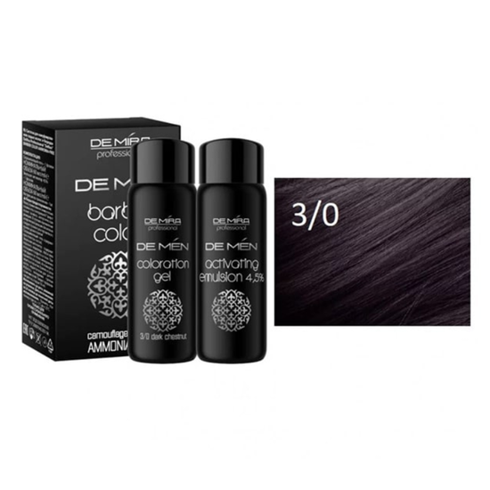 Sistem de camuflaj DEMIRA PROFESSIONAL Barber Color, pentru par si barba gri, 3/0, maro inchis