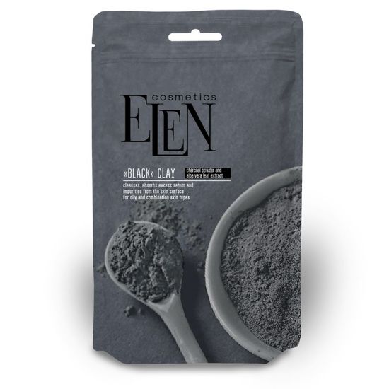 Черная глина ELEN cosmetics, с активированным углем и экстрактом алоэ вера, 40 г