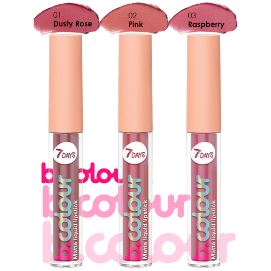 Ruj lichid 7DAYS B.COLOUR, mat, 01 Dusty Rose, 2,5 ml, 6 image