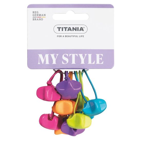 Elastice TITANIA "Start", cu margele duble, 5 buc., roz, albastru, portocaliu, violet, verde