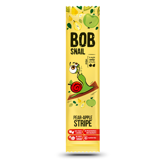 Bomboane naturale BOB SNAIL Stripe, mere si pere, 14 g