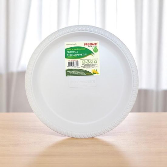 Тарелка BIO PROSTAND, из кукурузного крахмала, плоская, 170 мм, 6 шт