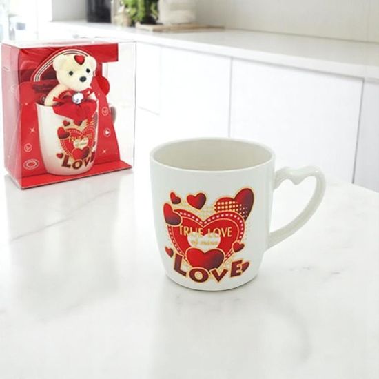 Set cana  "Love" cu ursulet, in cutie-cadou