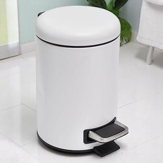 Cos pentru gunoi cu pedala TENDANCE, inchidere moale, alb, 3 l