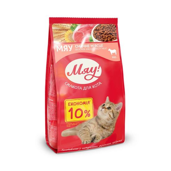 Hrana uscata МЯУ! pentru pisici adulte, carne, 900g