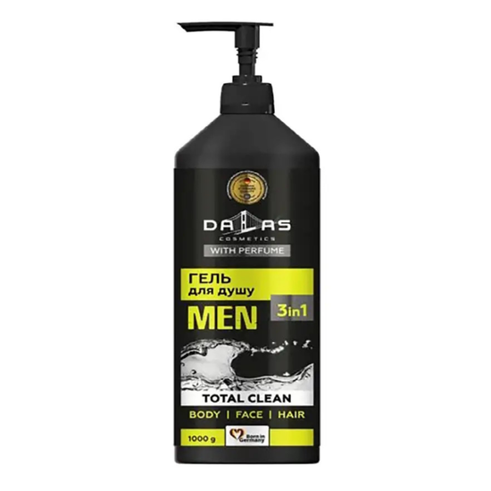 Крем-гель для душа DALAS COSMETICS Total Clean, для мужчин, 3 в 1, 1000 мл, изображение 2