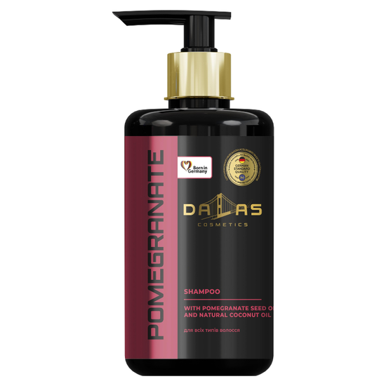Шампунь DALAS COSMETICS, с маслом гранатовых косточек и кокосовым маслом, с дозатором, 1000 мл