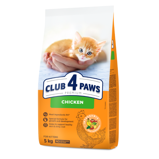 Hrana uscata CLUB 4 PAWS Premium, pentru pisoi, pui, 5 kg