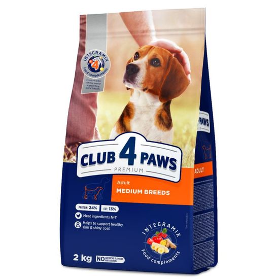 Корм CLUB 4 PAWS Premium для собак средних пород, сухой, ассорти, 2 кг, изображение 2