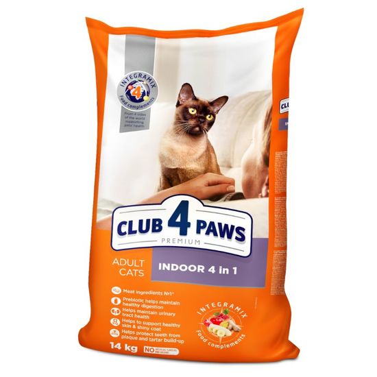 Hrana CLUB 4 PAWS Premium Indoor 4 in 1 pentru pisici adulte, uscata, pui, 14 kg