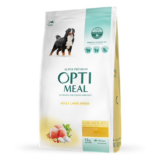 Hrana uscata OPTIMEAL Super Premium pentru caini adulti de rase mari, pui, 12kg