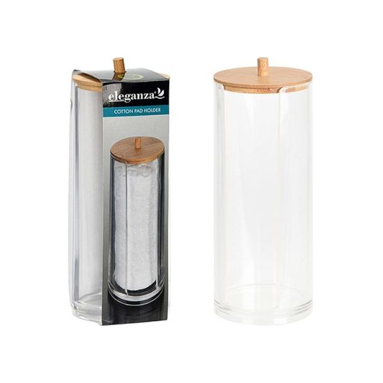 Organizator pentru dischete demachiante ELEGANZA, cu capac din bambus, 19×7 cm
