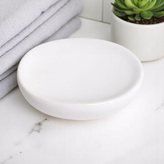 Sapuniera ovala TENDANCE Dolomite, ceramica, 12.5x9.5 cm, alba