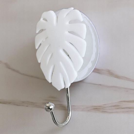 Carlig Tendance Frunze pe ventuze, alb, 7 х 10 cm