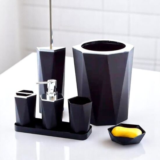 Set accesorii de baie+WC BA108, negru, 6 buc