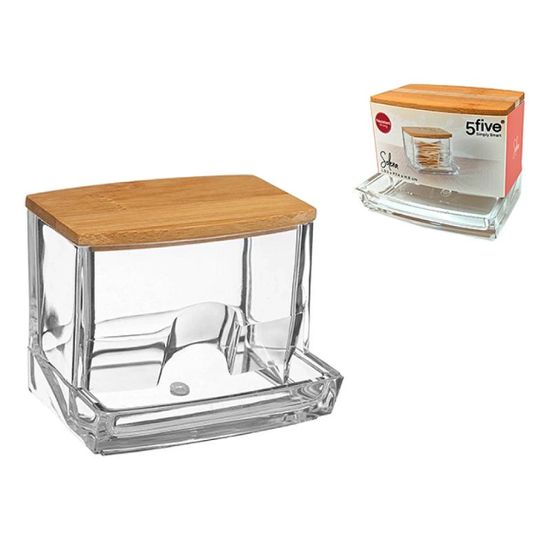 Organizator pentru betisoare de urechi FIVE SELENA BAMBOO, 9.3x8x7.4 cm