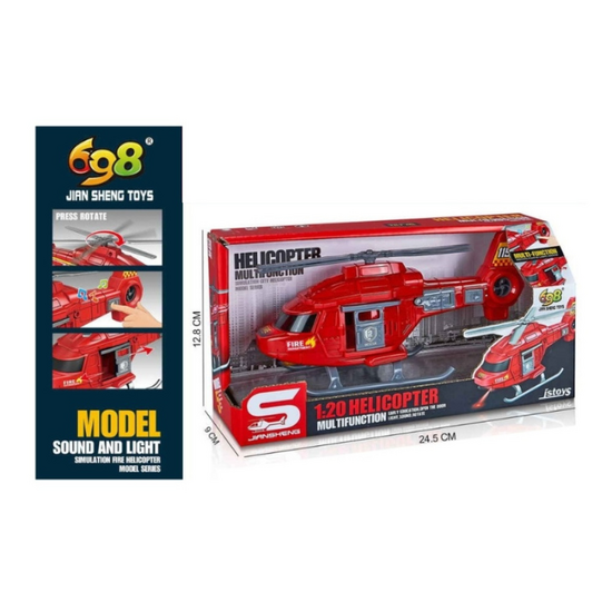 Пожарный вертолет JSTOYS, красный, со звуками и светом, 1:20, изображение 4