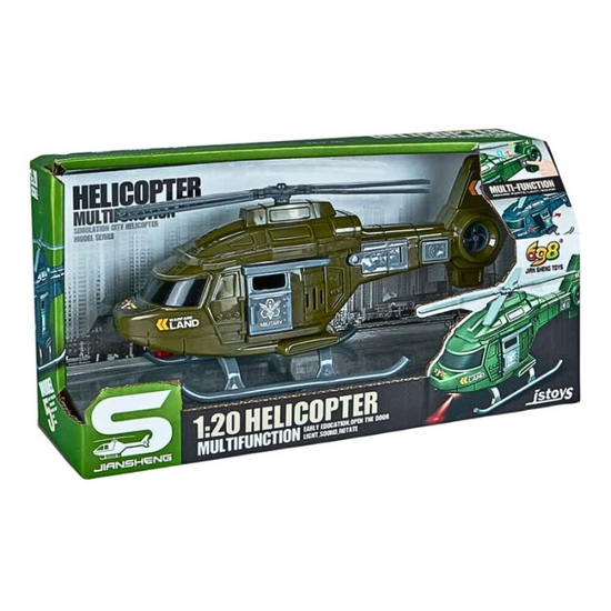 Военный вертолет JSTOYS, с инерцией, звуками и светом, 1:20, изображение 2
