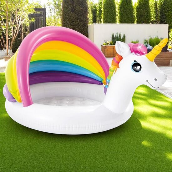 Детский надувной бассейн INTEX Единорог с навесом, 127 x 102 x 69 см, 45 л, 1-3 лет