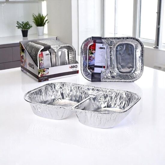 Forme din aluminiu, 2 sectii, BBQ 35X26X6 cm