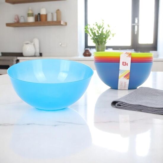 Набор салатниц EH, пластик, разных цветов, 13 см, 6 шт