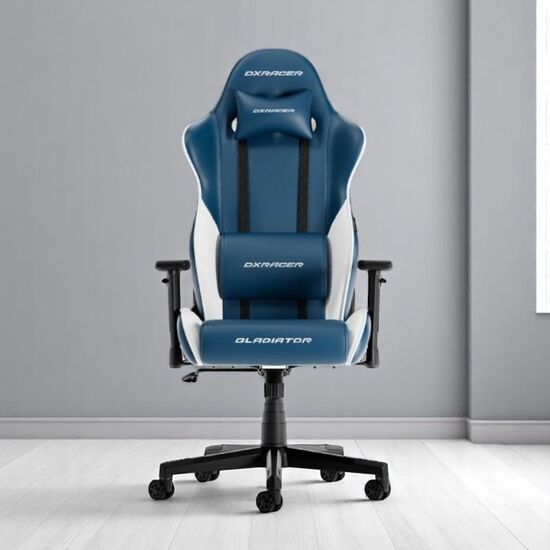 Игровое кресло DXRACER Gaming/Office Chair GLADIATOR-23-L-BW-X1, Blue/White, 150кг / 180-200см