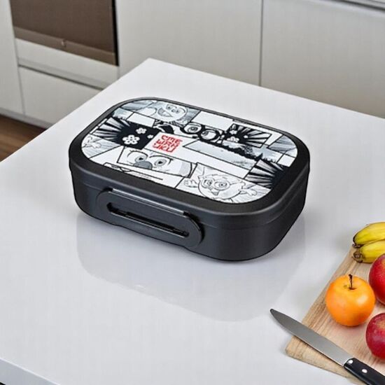 Ланч-бокс Пластишка Смешарики, для детей, 0.98 л, 18X13X5 cм, черный