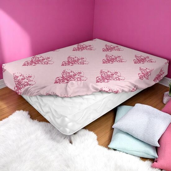 Cersaf de pat BUMBACEL PREMIUM Satin, FLORY Double, SF1703, cu elastic, 200x220 cm