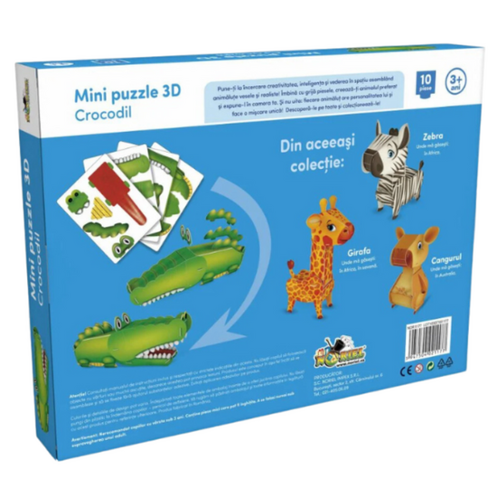 Мини 3D-пазл NORIEL Крокодил, 10 элементов, изображение 3