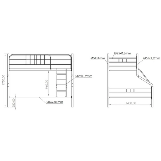 Pat supraetajat EVGER R-70XL, gri, 90/140 x 200 cm, 6 image