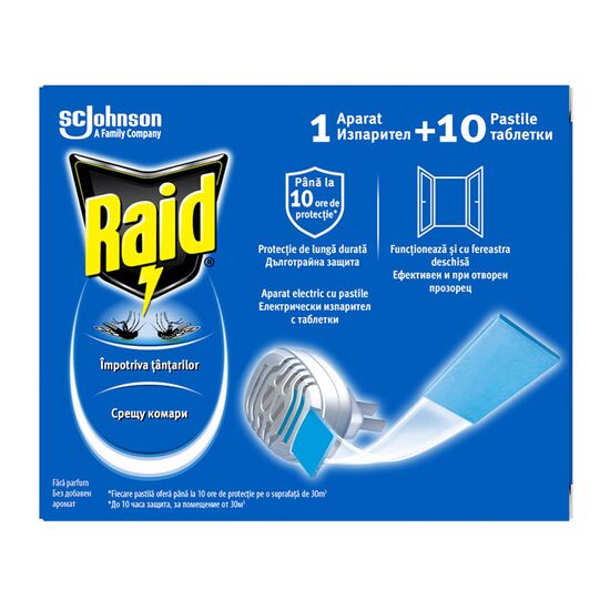 Aparat electric RAID impotriva tantarilor, +10 pastile laminate