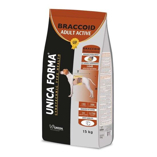 Hrana uscata UNICA FORMA Braccoid Adult Active, pentru caini, 15kg