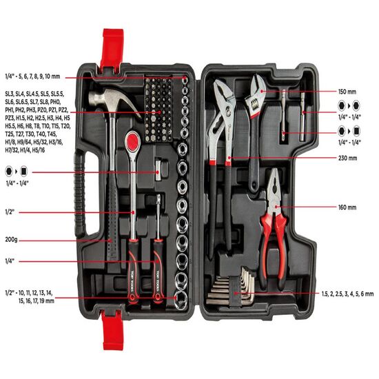Set de scule de mana TOP TOOLS 1/4, 1/2, (81 articole), 2 image