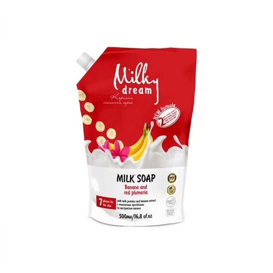 Sapun-crema lichid MILKY DREAM Banana and Red Plumeria, rezerva, 1000ml