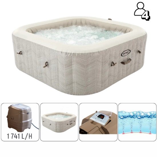 Надувной СПА джакузи INTEX Chevron Deluxe Square Bubble, 173х71 см, 795Л, 4 места