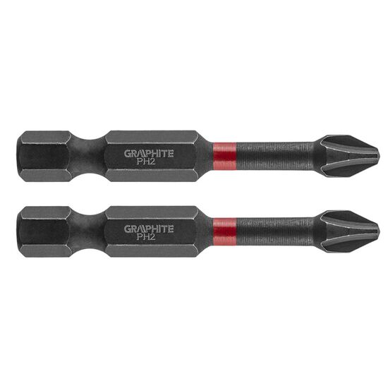 Capete de șurubelniță de impact GRAPHITE, S2, PH2x50mm, 1/4 (2 bucăți), 56H519