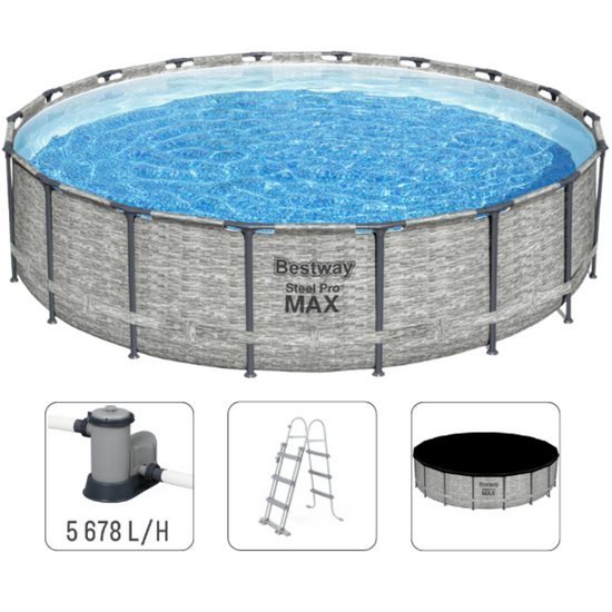 Piscina BESTWAY STEEL PRO MAX, 488х122 cm, 19480 L, cadru metalic
