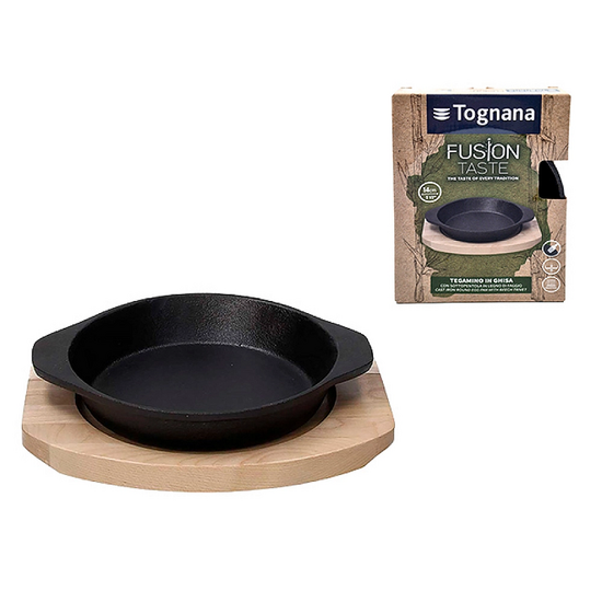 Сковорода чугунная Tognana Fusion Taste, 14см, на деревянной подставке, изображение 2