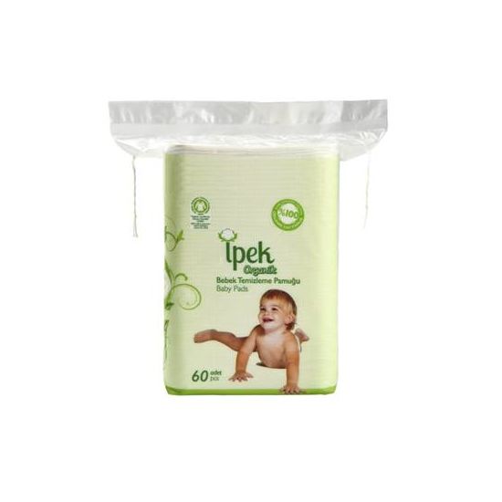 Ватные диски IPEK ORGANIK, детские, косметические, прямоугольные, 60 шт