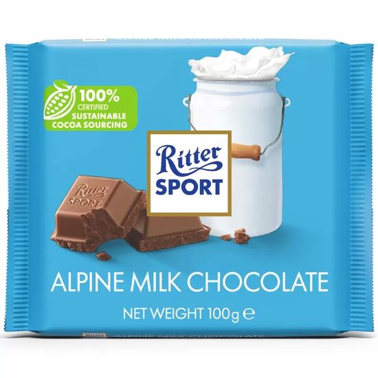 Ciocolata cu lapte alpin RITTER SPORT, 100 gr