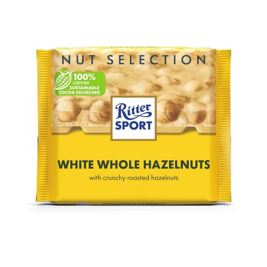 Ciocolata alba cu alune de padure RITTER SPORT, 100 gr