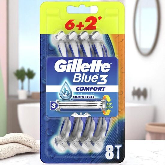 Aparat de ras GILLETTE BLUE 3 folosinta, 3 lame, 8 buc