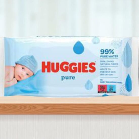 Детские влажные салфетки HUGGIES Pure, 56 шт