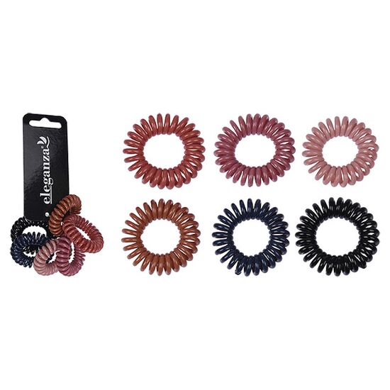 Set elastice pentru par Eleganza Spirala, 3.3 cm, 6 buc