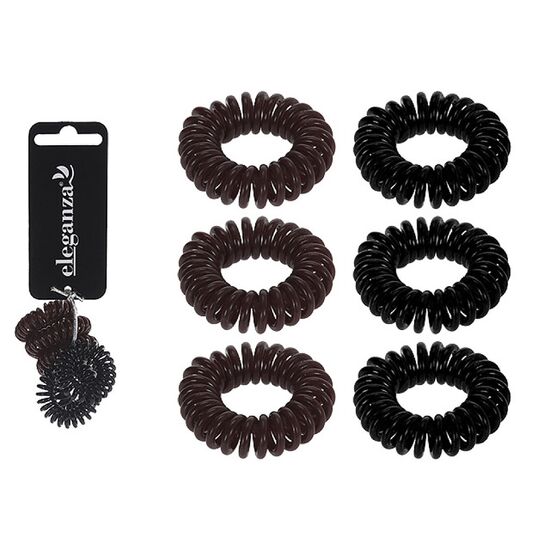 Set elastice pentru par Eleganza Spirala, 3.3 cm, plastic, 6 buc