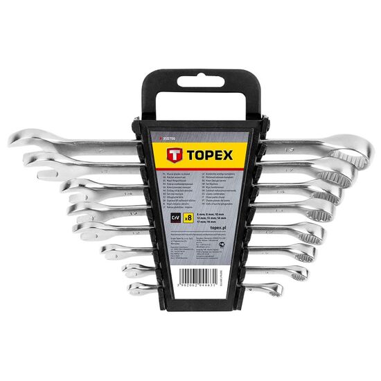 Chei TOPEX, combinate tip deschis și inelar, 6–19 mm, set 8 bucăți, 35D756