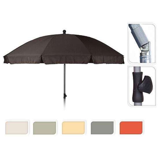 Umbrela de soare PROBEACH, D 250 cm, H 265 cm cu picior flexibil, 10 spite, 6 culori, husa