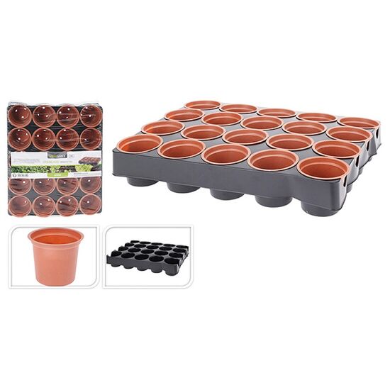 Поддон для рассады с горшками ProGarden, 29.5х24.5х5 см, 20 шт